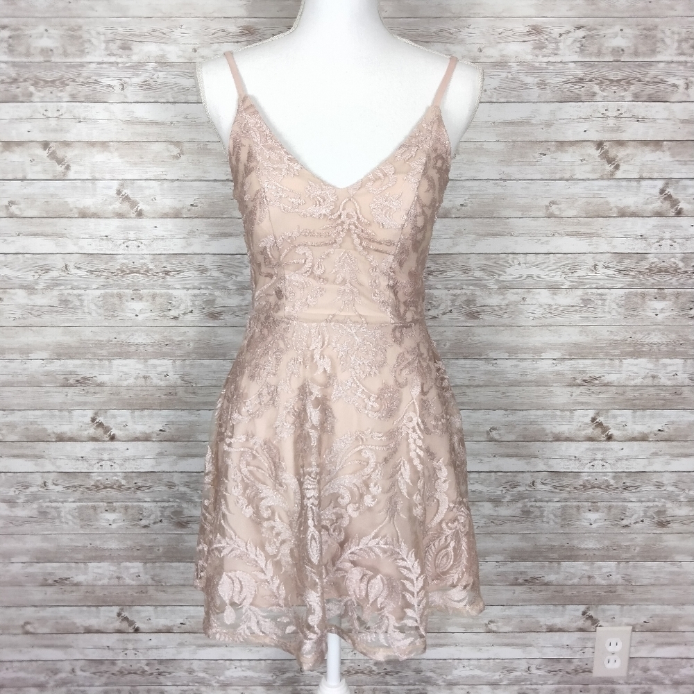 Speechless Strappy Lace Dress Sz 3 Blush 829 - Picture 2 of 7